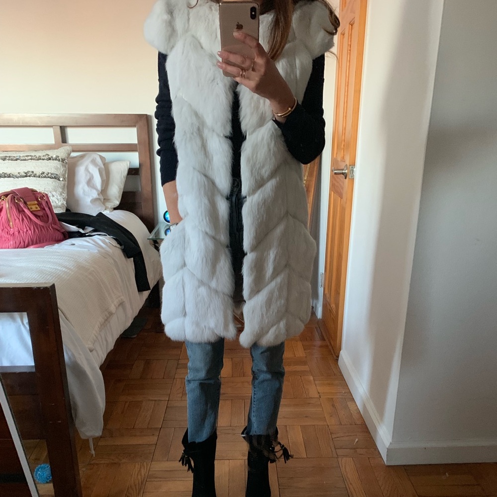 White rabbit fur vest